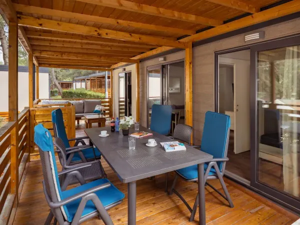 Die Veranda der Roan Comfort Plus Lounge verfügt über ein luxuriöses Gartenset.