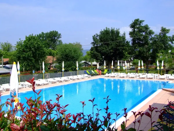 Übersicht Schwimmbad auf dem Campingplatz Roan Okay Lido.