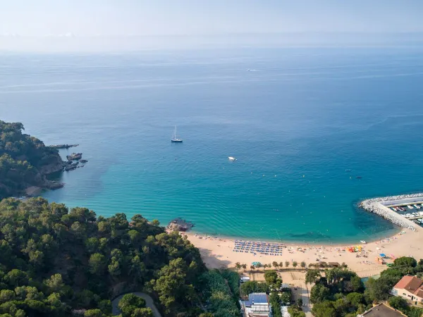 Übersicht Strand mit Meer auf dem Roan Campingplatz Cala Canyelles.