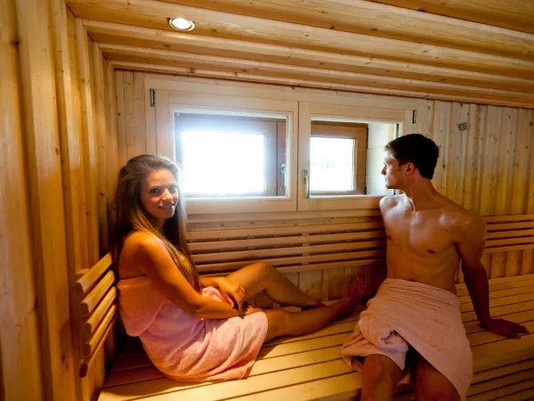 Saunabereich auf dem Roan Camping Bella Austria.