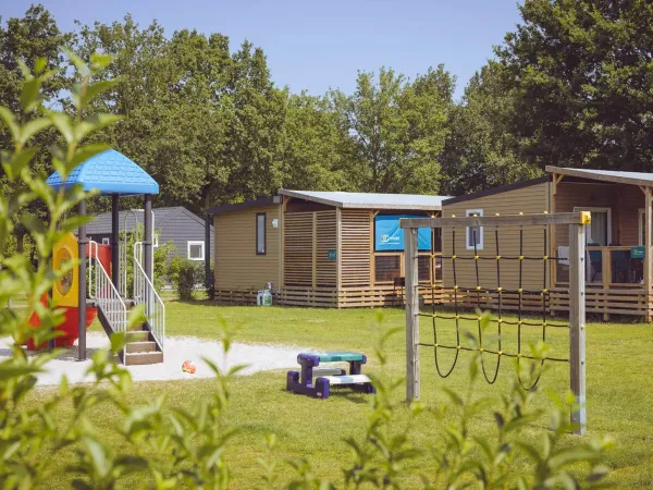 Gemütlicher Platz mit Mobilheimen und Spielplatz auf dem Roan Camping 't Veld.
