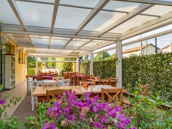 Die Terrasse des Campingplatzes Roan Okay Lido.