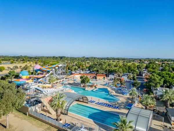 Überblick über den Aquapark auf dem Campingplatz Roan Le Soleil de la Méditerranée.